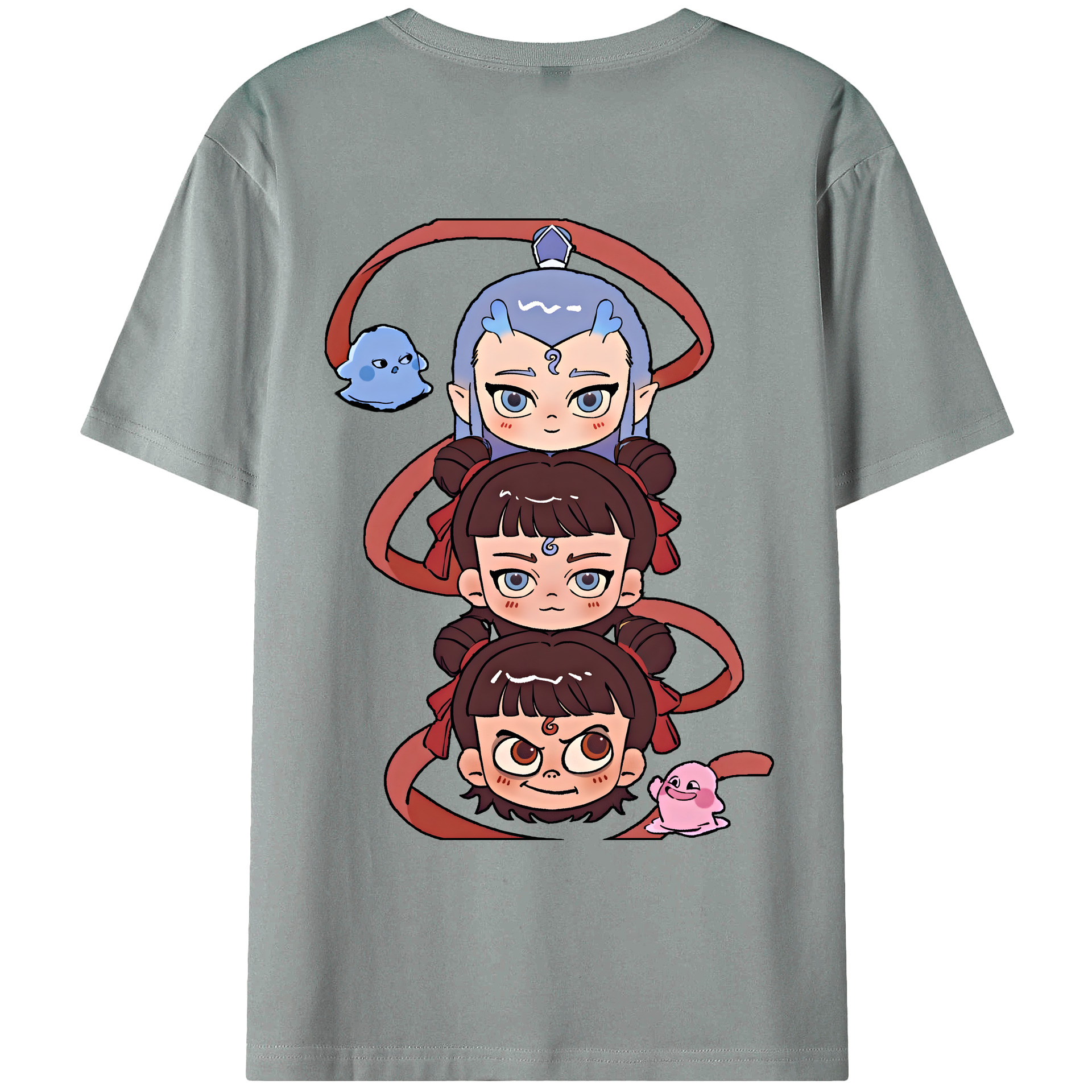 （画像用） Ne Zha 2 ナタ 魔童の大暴れ 綿100％ メンズ半袖Tシャツ（バックプリント） 通気性